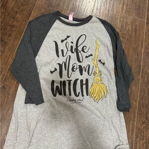 Country Chick Collection Gray and Black Raglan Tee